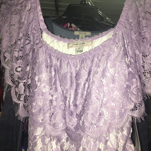 Adam Levine Off The Shoulder Purple Lace Dresses - Picture 1 of 4